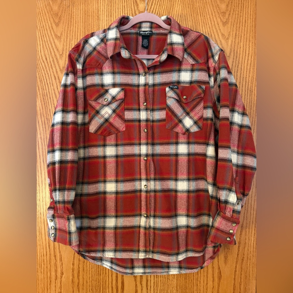 Plaid Button-Down Shirt - Red and Cream